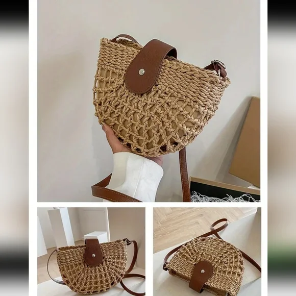 Straw Crossbody Chic Hollow Out. NWT - Picture 12 of 16
